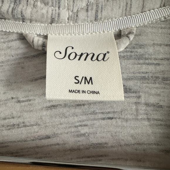 SOMA | Soft Heather Gray Bell Sleeve Lace Trim Robe | Size Small Medium - Picture 4 of 5